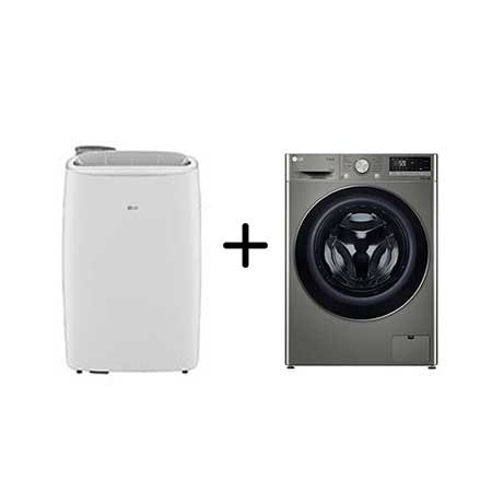 Combo Lava e Seca LG Smart VC4 14kg Inox Look 127V + Ar Portátil 127V - LP1419IVSI.CV501
