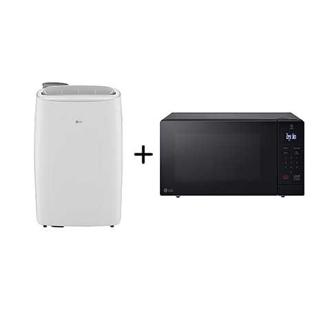 Combo LG Ar Portátil 127V + Micro-ondas LG NeoChef 30 litros Preto Limpa Fácil 220V