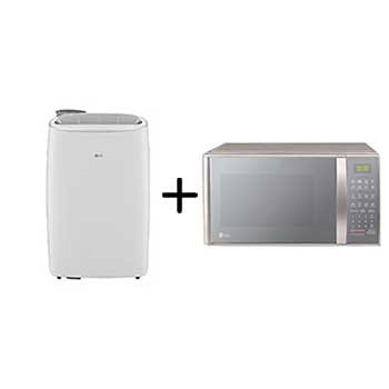 Vista frontal de Combo LG Ar Portátil 127V + Micro-ondas LG 30 litros Prata Limpa Fácil 220V LP1419IVSI.MS3041