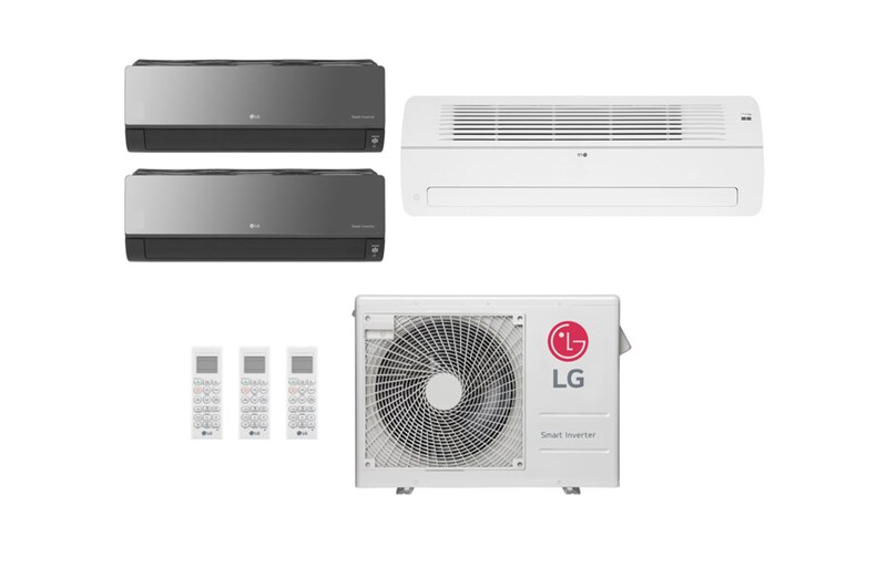 LG Ar condicionado Multi Split Inverter 3 ambientes (Artcool 7.000 BTUS, 9.000BTUS, 1 Via 18.000BTUs) Quente/Frio WiFi integrado, MULTI3