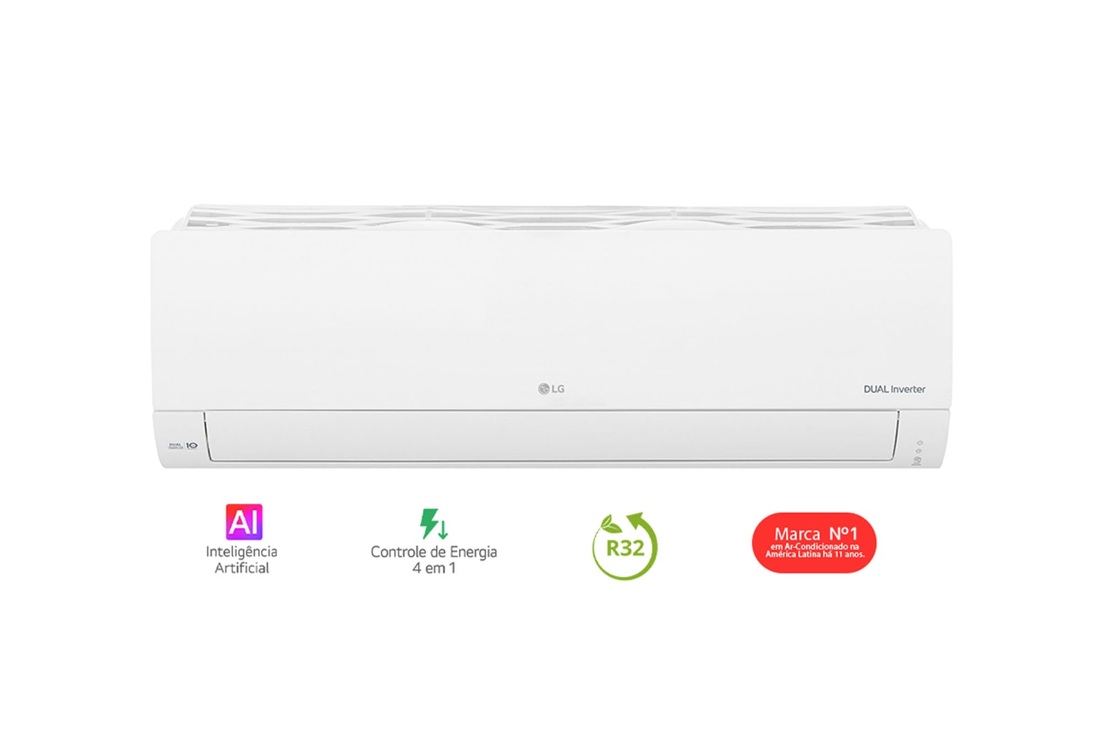 Vista frontal de Ar-Condicionado LG Dual Inverter AI Compact 9.000 BTU Frio 220V S3-Q09AAQAC