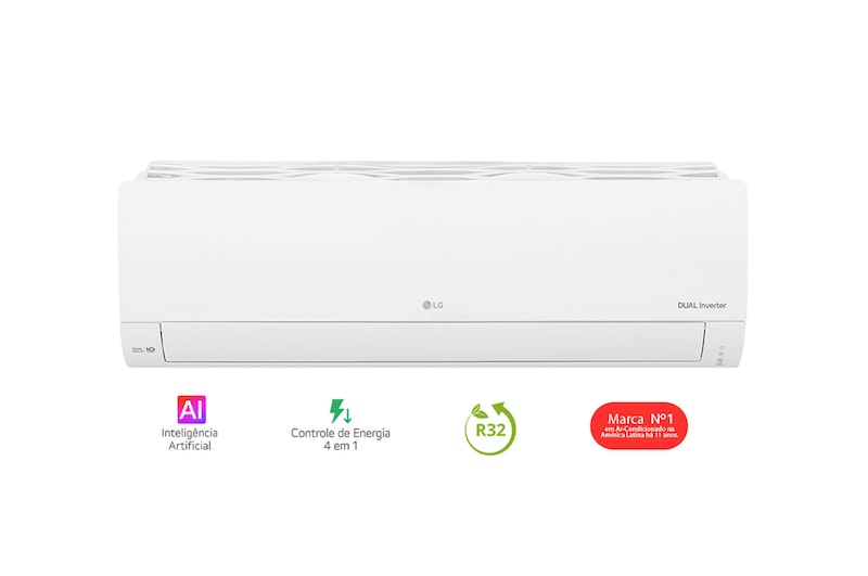 Vista frontal de Ar-Condicionado LG Dual Inverter AI Compact 9.000 BTU Frio 220V S3-Q09AAQAC