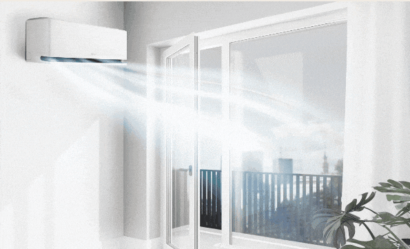 Imagem animada mostra como funciona o sensor de janela aberta presente no ar-condcionado LG