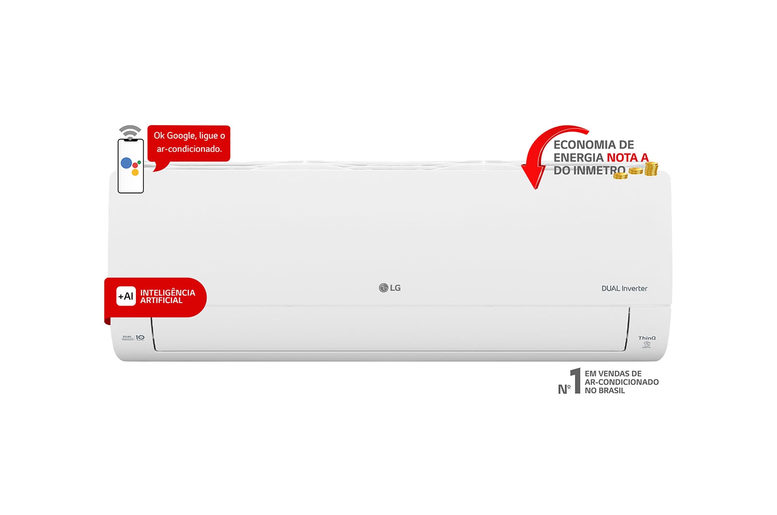 LG Ar-Condicionado LG Dual Inverter Voice +AI 9.000 BTU Quente/Frio, S3-W09AA31C