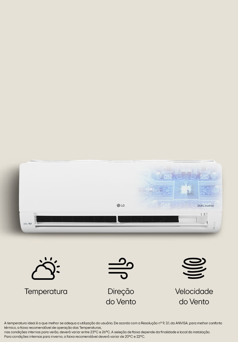Foto ilustrativa do ar-condicionado LG Dual Inverter com inteligência artificial em seu interior