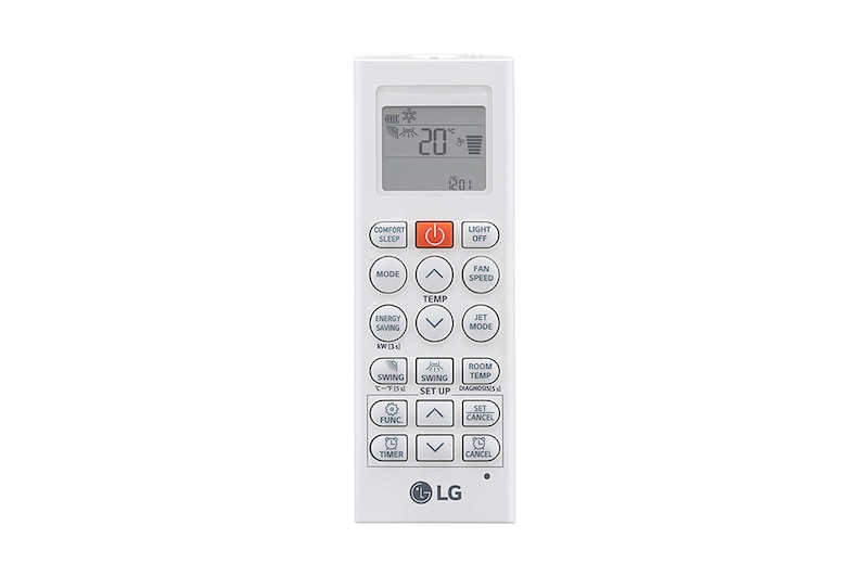 Controle remoto do Ar-Condicionado LG AI Dual Inverter Voice Bi-Split Frio 9.000 BTU 220V modelo S32Q16SA181 visto de frente