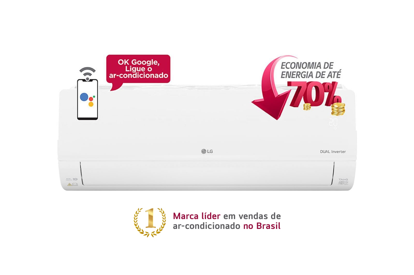 Vista frontal de LG DUAL Inverter VOICE 15.000 Frio 220V S4-Q15JL31A