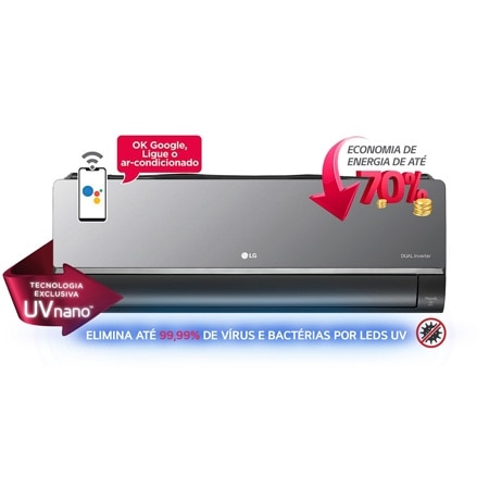 Ar Condicionado LG DUAL Inverter Artcool Voice UV Nano 18.000 Quente/Frio 220V - S4-W18KLRXC | LG BR