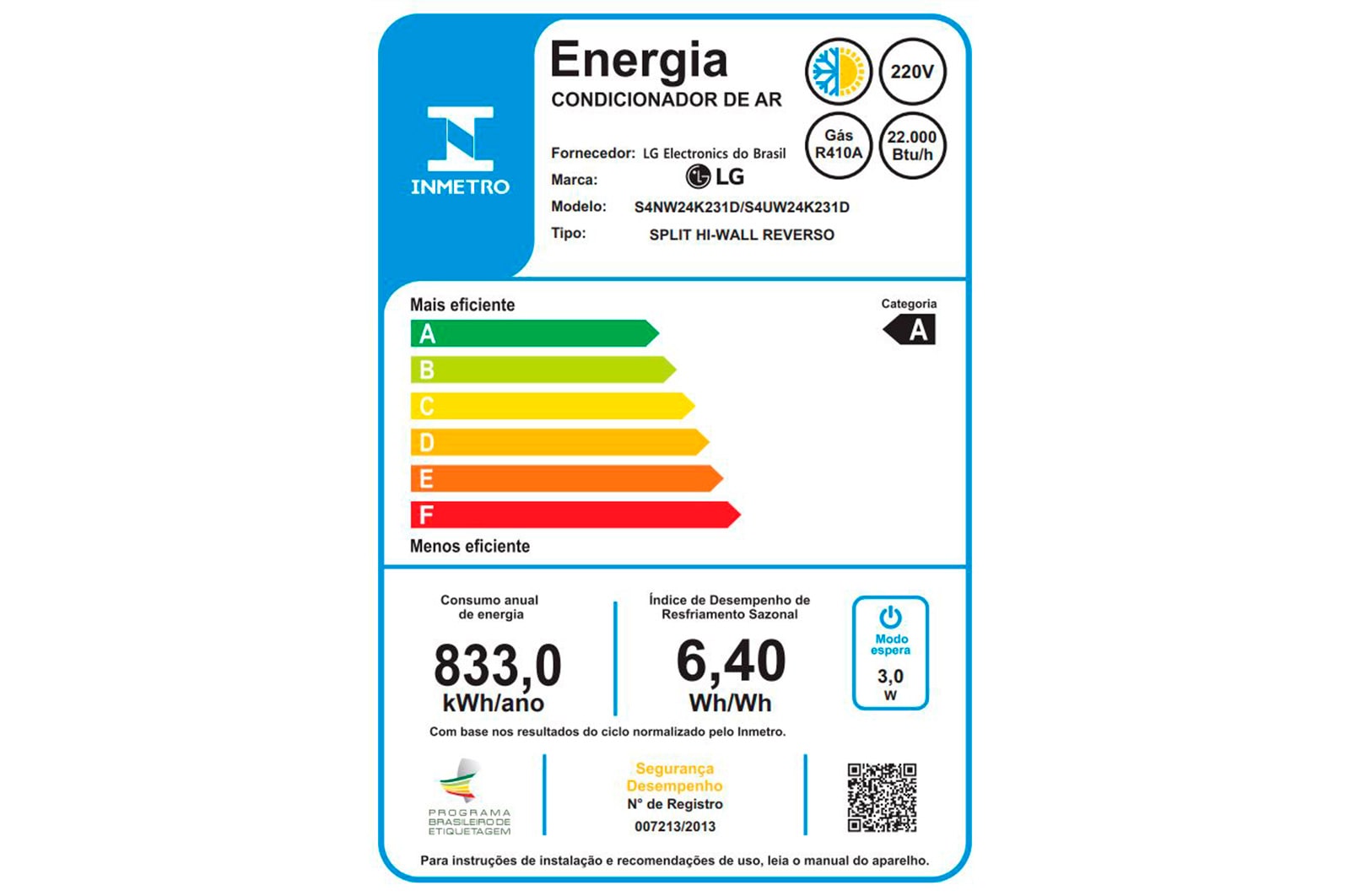 LG DUAL Inverter VOICE 24.000 Quente/Frio 220V, S4-W24K231D