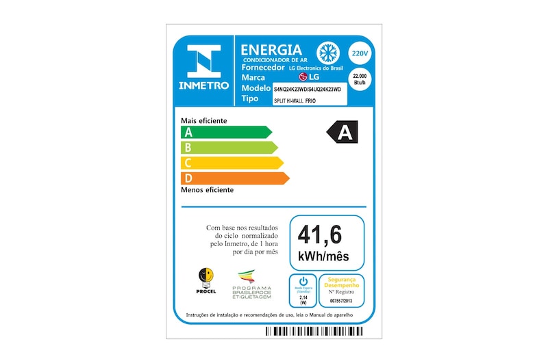 LG Ar Condicionado Split LG DUAL Modelo Inverter 24.000 Frio, 220V, S4-Q24K23WD