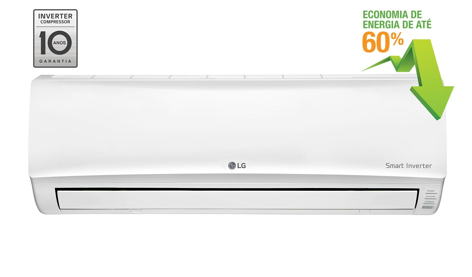 Vista frontal de Ar Condicionado Split LG Smart Inverter, 11.500 Btu/h Frio US-Q122HSG3