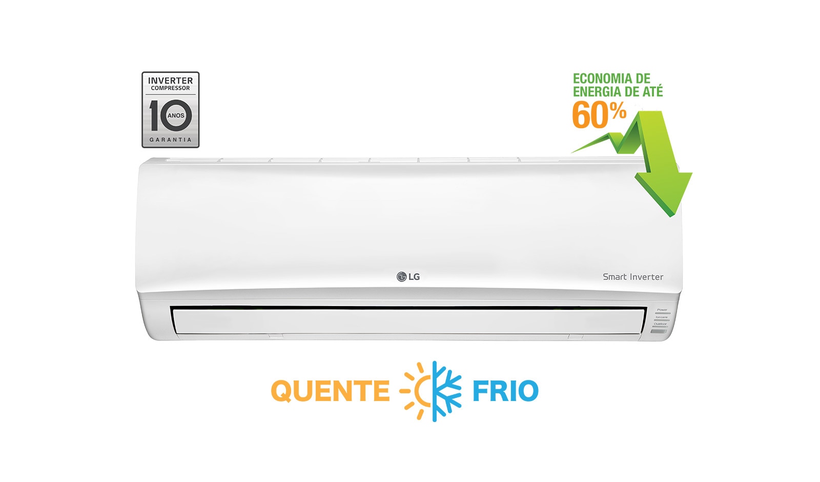 Vista frontal de Ar Condicionado Split LG Smart Inverter, 22.000 Btu/h Quente/Frio US-W242CSG3