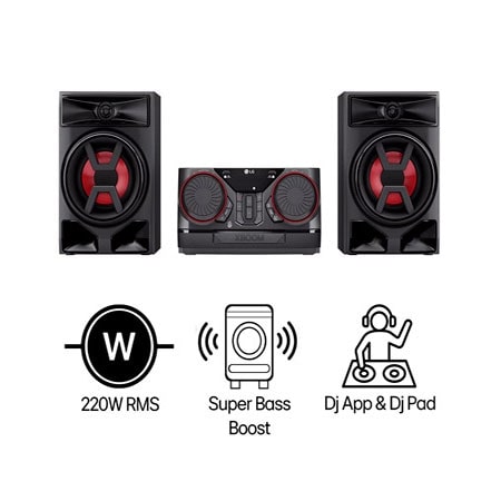 Mini System LG XBOOM CK43N - 220W RMS, Graves Potentes, Multi Bluetooth, Modo Rádio FM - CK43N