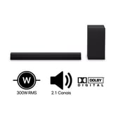 Soundbar LG S40T - 300W RMS, 2.1 Canais, Dolby Digital, Sem fios, Bluetooth 5.3, Entrada Óptica, HDMI, AI Sound Pro