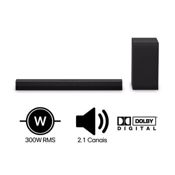 Front view of LG Soundbar S40T and subwoofer