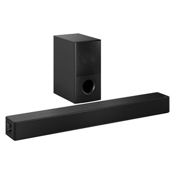 Vista frontal da LG Soundbar para TV SH5A com Dolby Digital e DTS Surround 4.1 canais