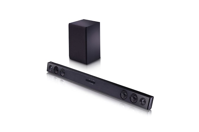 LG Soundbar LG SQC2 2.1 Canais 300W RMS Bluetooth 4.0 Auto Sound Engine (ASE) Adaptive Sound Control (ASC) Sem Fios, SQC2