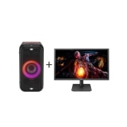 Vista frontal de Combo Monitor Gamer LG 21,5'' Full HD 75Hz 22MP410-B + Combo Caixa De Som Portátil LG Xboom XL5 XL5S.22MP