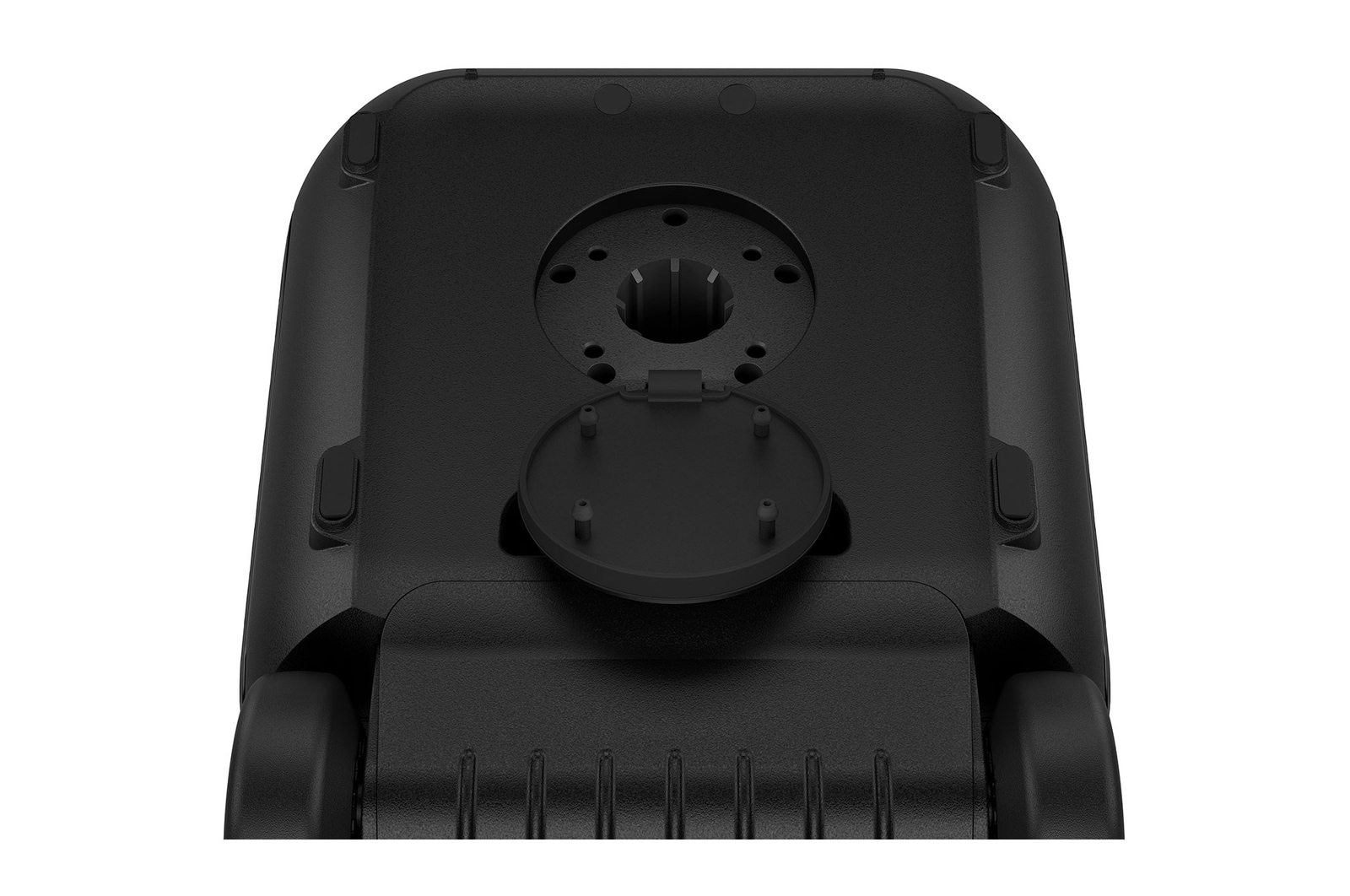 Close up of a bottom, showing speaker stand mount.
