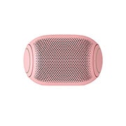 Cubos de gelo, balas de goma e um LG XBOOM Go PL2B são colocados em um fundo cor de menta.