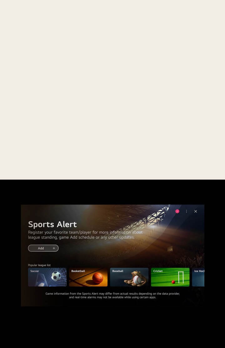 Tela inicial do webOS e o cursor clica no Game Quick Card e depois no Sports Quick Card, ambos levando a telas com conteúdo relacionado.