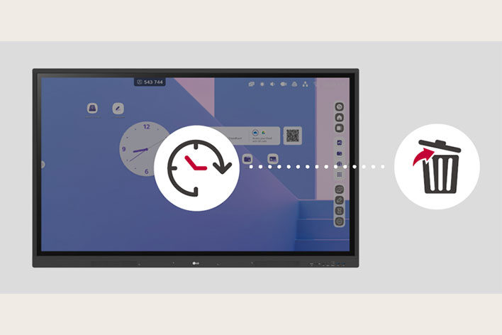O LG CreateBoard pode ser configurado para excluir arquivos automaticamente após um período específico de tempo.