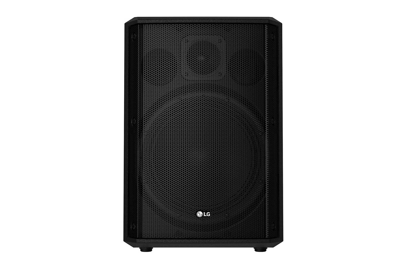 Vista frontal de CAIXA ACÚSTICA LG XBOOM RM1, PORTÁTIL, BATERIA INTEGRADA ATÉ 4 HORAS, BLUETOOTH, FUNÇÃO KARAOKE RM1