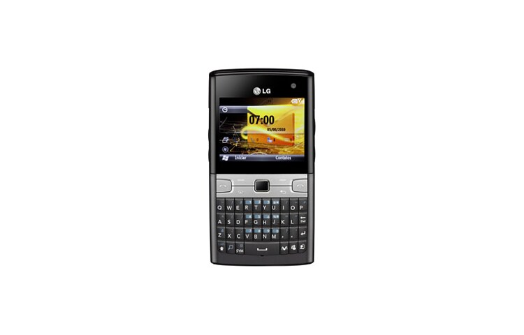 Vista frontal de O LG Hotmail Phone C570 visa facilitar as tarefas diárias dos usuários por meio da internet C570