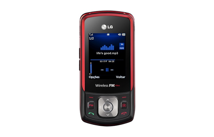 Vista frontal de Telefone com rádio FM com gravador e antena interna, MP3 Player e câmera de 2 Mega Pixels GB230