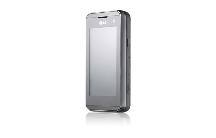 Vista frontal de Tecnologia 3G, câmera de 3MP, Bluetooth estéreo e botão de rolagem. KF700
