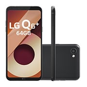 Vista frontal de Smartphone LG Q6 Plus Black 64 GB de Memória interna e Câmera de 13MP LGM700TV Q6 PLUS Black