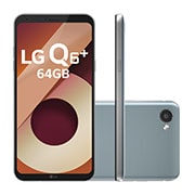 Vista frontal de Smartphone LG Q6 Plus Platinum 64 GB de Memória interna e Câmera de 13MP LGM700TV Q6 PLUS Platinum