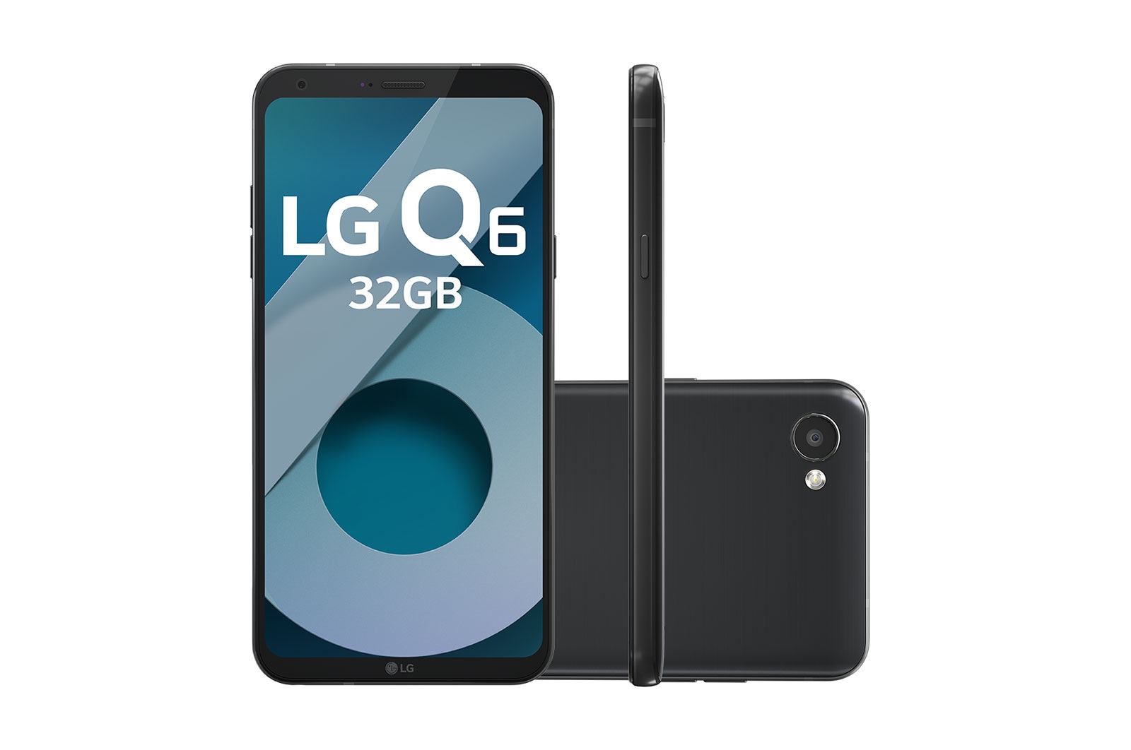 Vista frontal de Smartphone LG Q6 Black 32 GB de Memória interna e Câmera de 13M LGM700TV Q6 Black