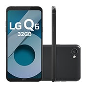 Vista frontal de Smartphone LG Q6 Black 32 GB de Memória interna e Câmera de 13M LGM700TV Q6 Black