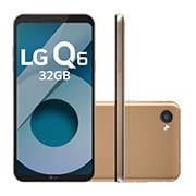 Vista frontal de Smartphone LG Q6 Gold 32 GB de Memória interna e Câmera de 13MP LGM700TV Q6 Rose Gold