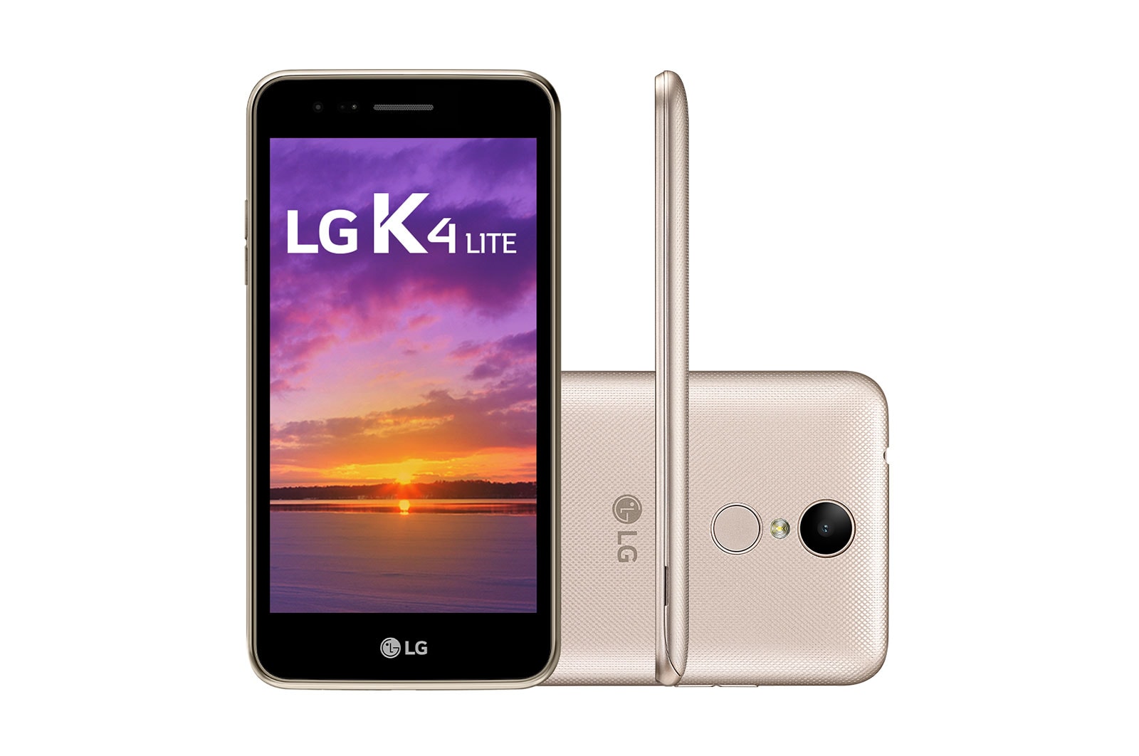 Vista frontal de Smartphone LG K4 LITE Dourado LGX230DSV-DOURADO