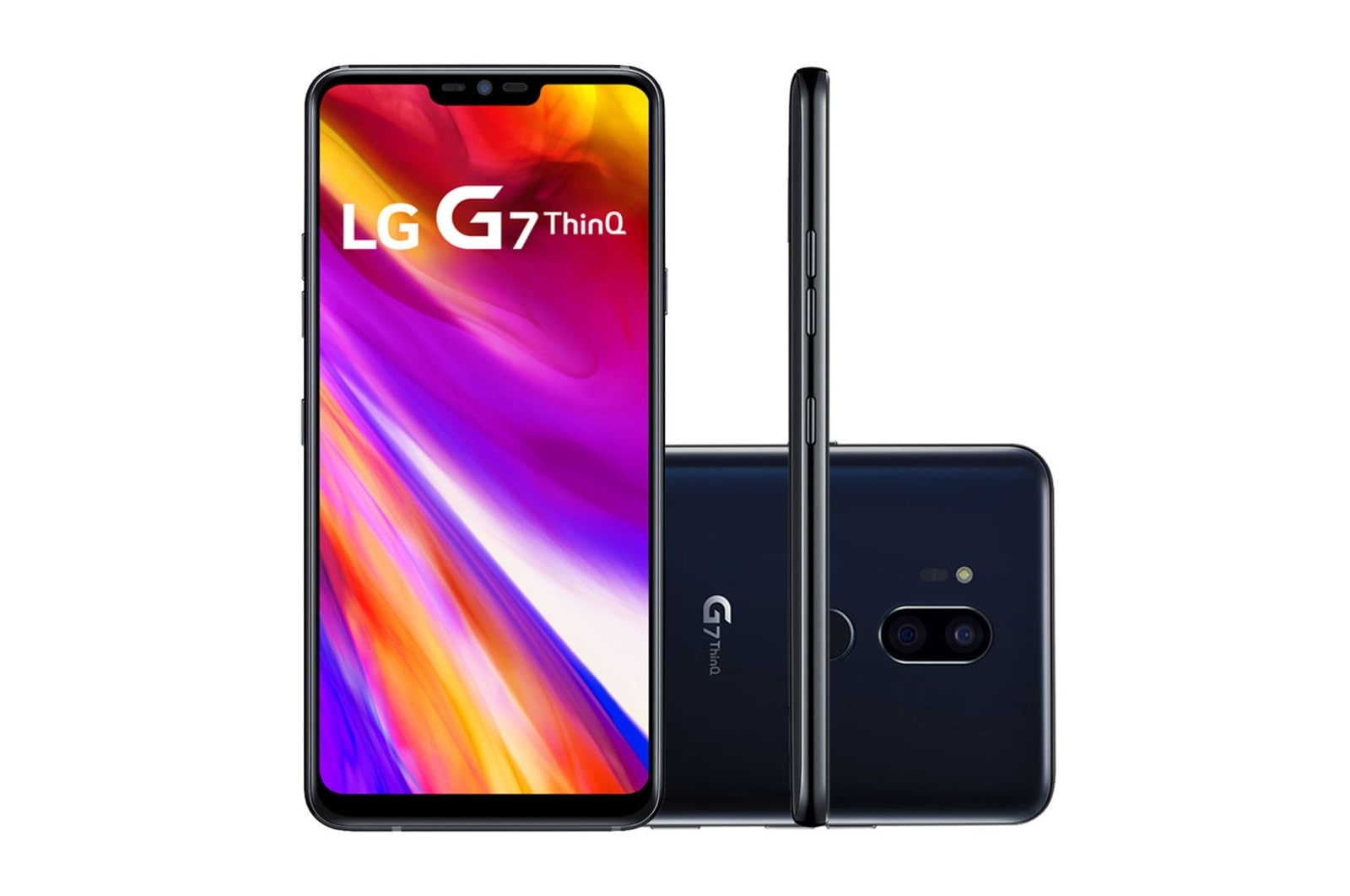 Vista frontal de Smartphone LG G7 ThinQ™ - 64GB, 4GB RAM, Câmera 16MP QHD&#43;FullVision e Processador Qualcomm® Snapdragon™ LMG710EMW