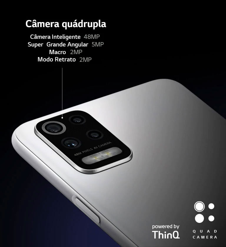 Vista traseira do smartphone mostrando quatro câmeras.