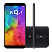 Vista frontal de Smartphone LG Q7&#43; 64GB resistente à água e poeira, Câmera de 16MP, Memória de 64GB e DTS: X 3D Sound LMQ610BA