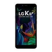 Vista frontal de Smartphone LG K8&#43; Memória de 16GB, Câmera frontal de 5MP, Bateria de 3.000mAh e Android GO LMX120BMW
