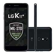 Vista frontal de Smartphone LG K11&#43; Resistente à Impactos, Câmera de 13MP, 32GB de Memória e DTS: X 3D Som Imersivo. LMX410BCW