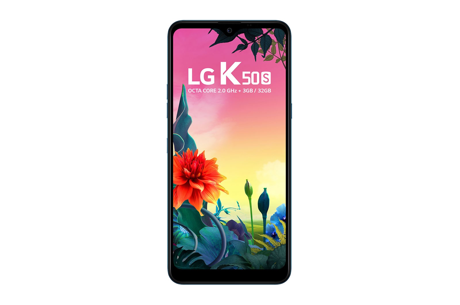 Vista frontal de Smartphone LG K50S - Câmera Tripla com Selfie de 13MP, Inteligência Artificial e Bateria de 4.000mAh LMX540BMW
