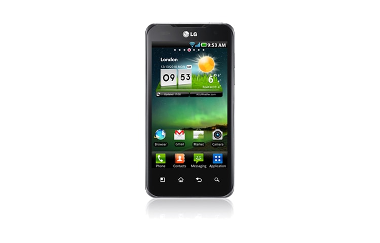 Vista frontal de O smartphone com processador Dual-Core de alta performance P990