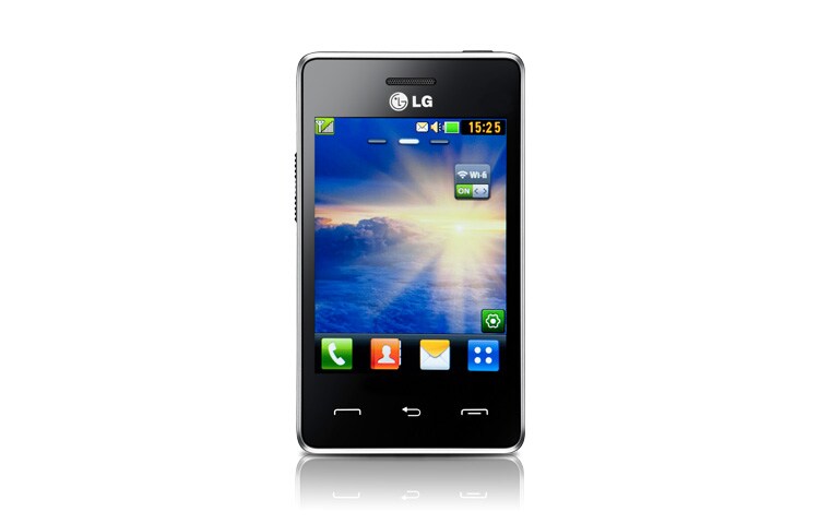 Vista frontal de WI-FI, Tela Touch, MP3 e Você não larga ele por nada. T385