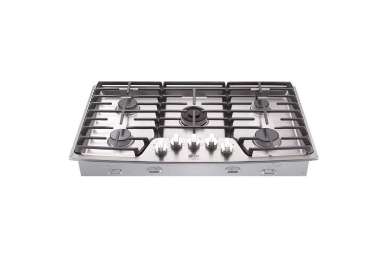 Vista frontal de Cooktop Inox a gás LG Studio 5 bocas 92 cm LSCG367ST