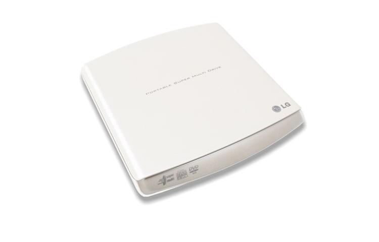 Vista frontal de Drive externo portátil slim, gravador e leitor de DVD e CD GP10NW20