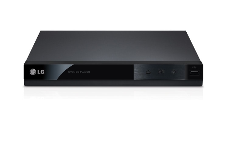 Vista frontal de DVD player com tamanho ideal para qualquer ambiente e USB REC. DP122