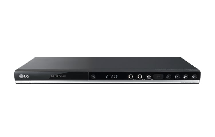 Vista frontal de DVD player com Karaokê e microfone incluso DV487