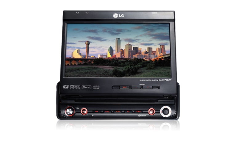 Vista frontal de DVD Player com Bluetooth e tela retrátil de 7&#34; LAD9700