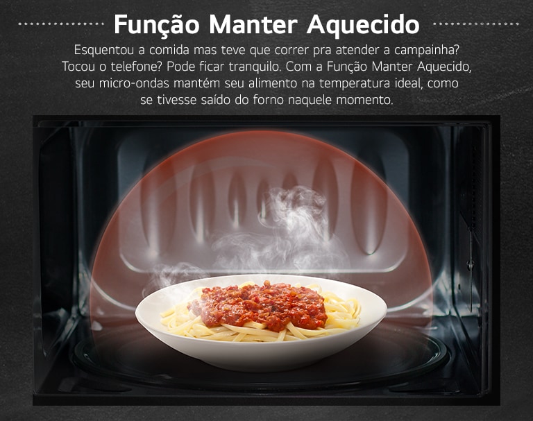 Imagem ilustrativa mostrando um macarrão sendo mantido quente com a  "Função Manter Aquedico"